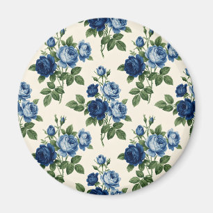 Imán Patrón floral de rosa azul