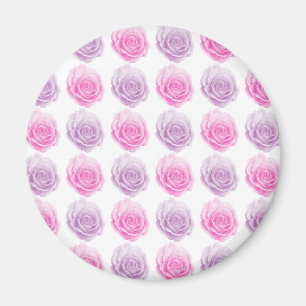 Imán Patrón floral de rosas rosados y morados