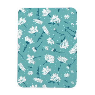 Imán Patrón floral elegante - Botánico Verde azulado y