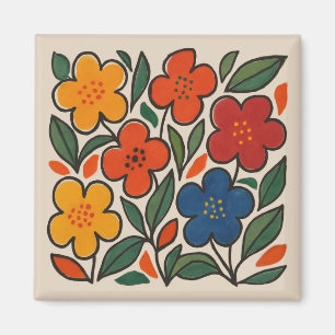 Imán Patrón floral estilo retro de los años 60