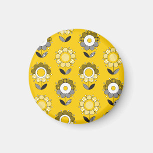 Imán Patrón floral folicular amarillo simple