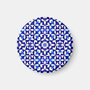 Imán Patrón floral geométrico azul marino