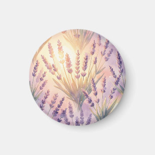 Imán Patrón floral lavanda púrpura de acuarela soñadora