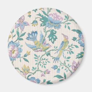 Imán Patrón Floral Pastel de Pájaro Vintage Chinoiserie
