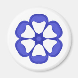 Imán Patrón floral redondo azul