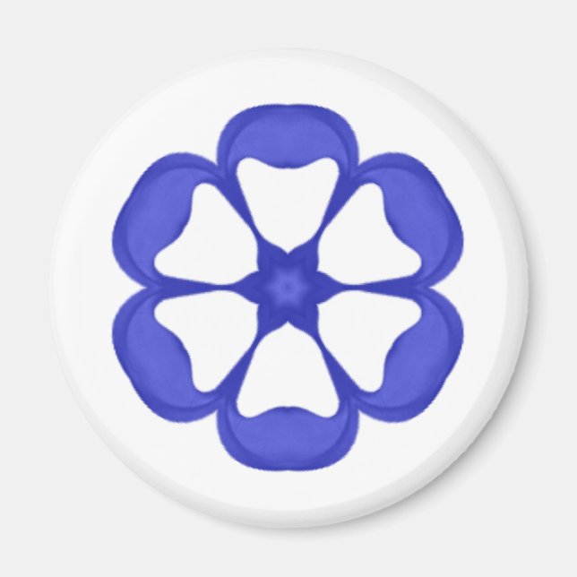 Imán Patrón floral redondo azul (Frente)