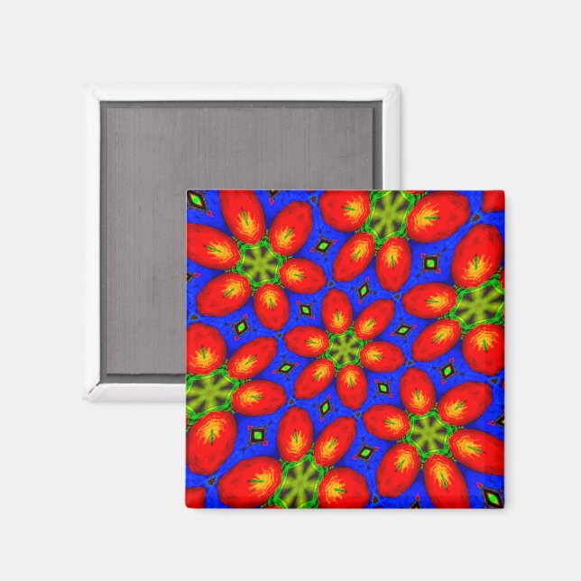 Imán Patrón floral rojo curado (Anverso/Reverso)