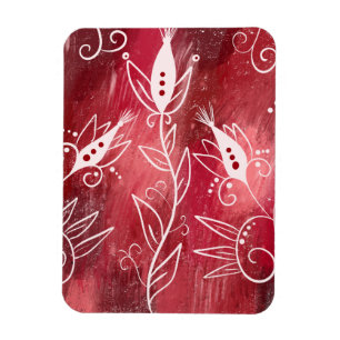 Imán Patrón floral rojo y blanco