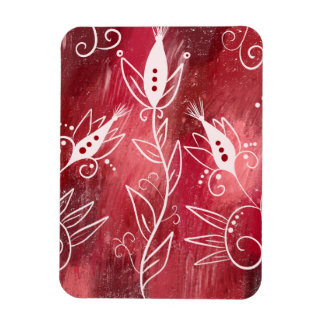 Imán Patrón floral rojo y blanco