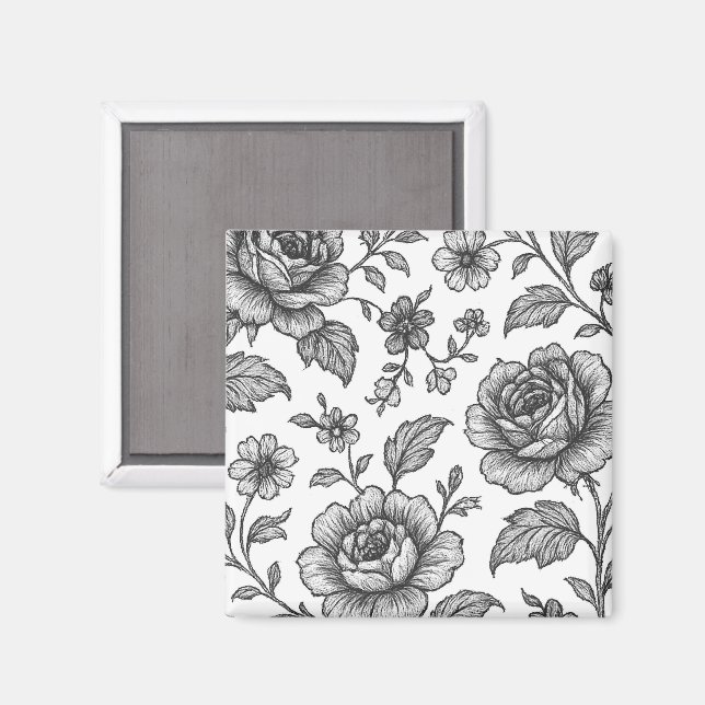 Imán Patrón floral Rosa de época (Anverso/Reverso)