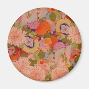 Imán Patrón floral rosa de la flor de Kimono