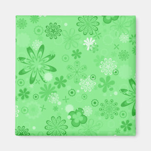 Imán Patrón floral verde romántico