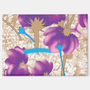 Imán Patrón floral vibrante con color púrpura y azul de