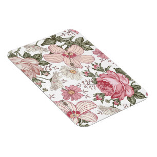 Imán Patrón floral vintage con rosas