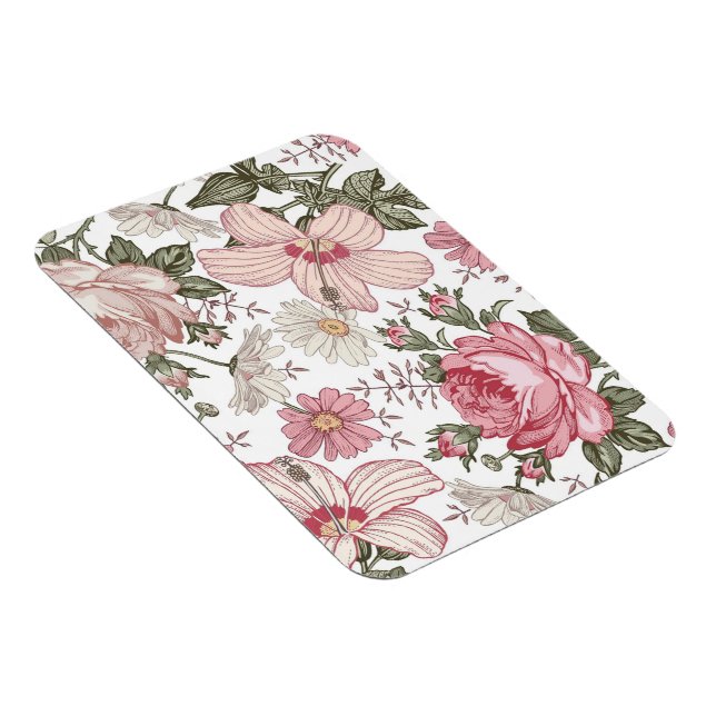 Imán Patrón floral vintage con rosas (Lado Derecho)