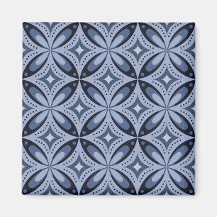 Imán Patrón geométrico azul estilo retro