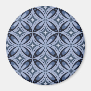 Imán Patrón geométrico azul estilo retro