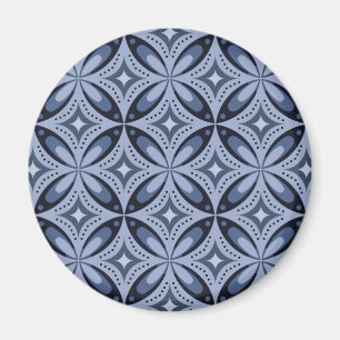 Imán Patrón geométrico azul estilo retro