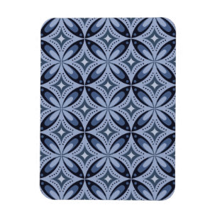 Imán Patrón geométrico azul estilo retro