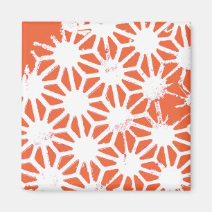 Imán Patrón geométrico blanco y naranja