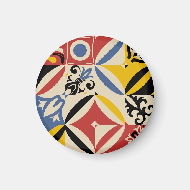 Imán Patrón geométrico de Azulejos Retro Sixties (Frente)