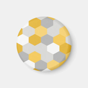 Imán Patrón geométrico de hexágono gris amarillo