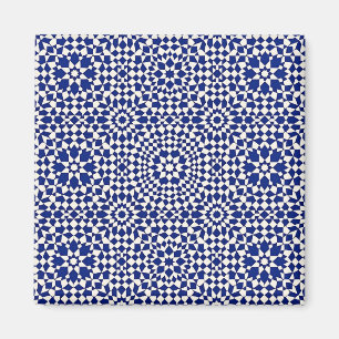 Imán Patrón geométrico mosaico azul marino