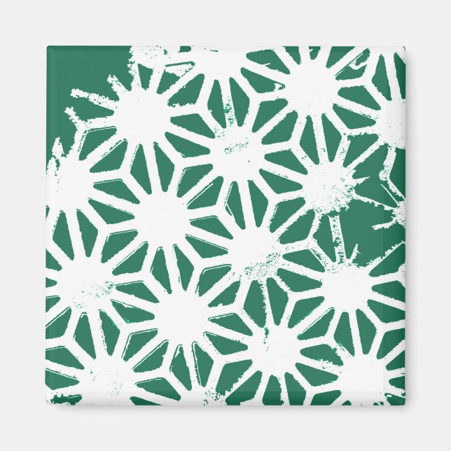 Imán Patrón geométrico verde y blanco de salvia (Frente)
