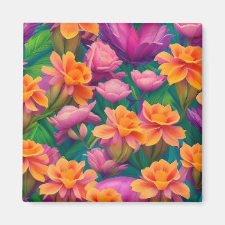 Imán Patrón hawaiano de flores tropicales