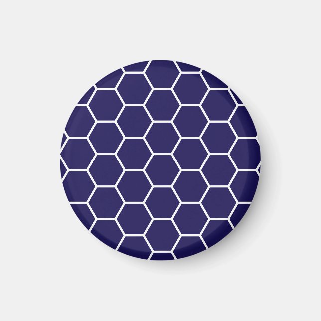 Imán Patrón Hexagón de Honeycomb Geométrico Azul de la  (Frente)