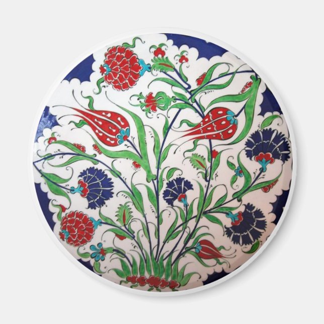 Imán Patrón histórico de Dianthus y Tulip - Arte de mos (Frente)