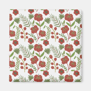 Imán Patrón ininterrumpido de flores rojas sobre fondo