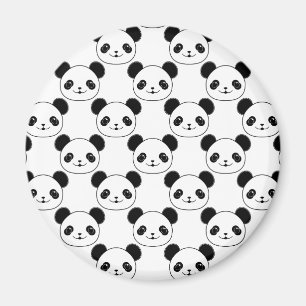 Imán Patrón Kawaii Panda En Blanco Y Negro
