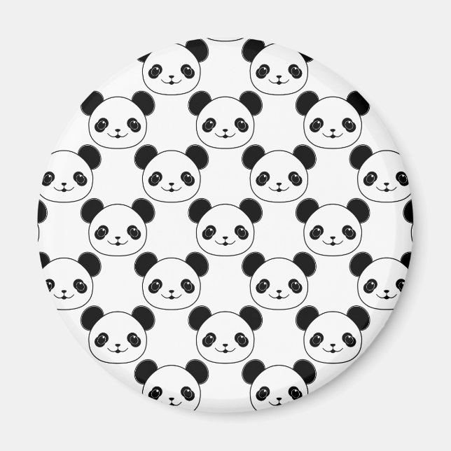 Imán Patrón Kawaii Panda En Blanco Y Negro (Frente)
