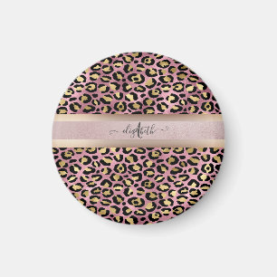 Imán Patrón Leopardo Monograma Rosa Oro Negro