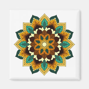 Imán Patrón Mandala 02 en amarillo y marrón