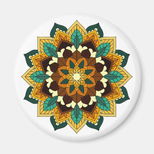 Imán Patrón Mandala 02 en amarillo y marrón