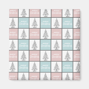 Imán Patrón moderno rosa y azul pastel de los navidades
