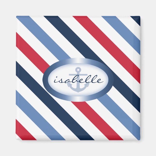 Imán Patrón náutico personalizado de banda y anclaje (Frente)