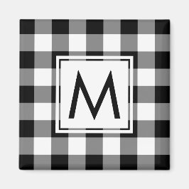 Imán Patrón negro y blanco moderno con monograma