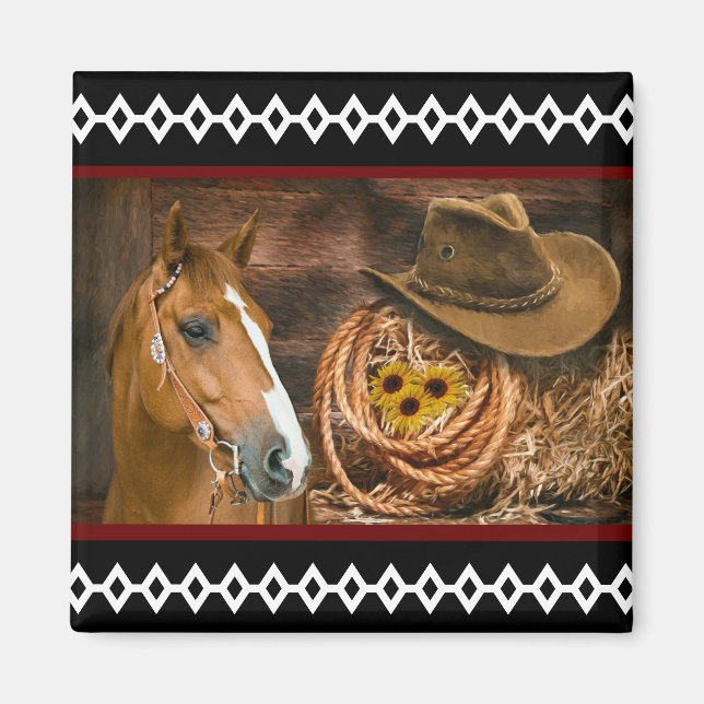 Imán Patrón occidental de Lasso Gorra Vaquero de Caball (Frente)