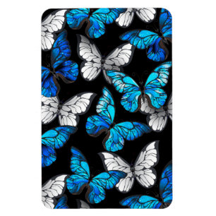 Imán Patrón oscuro sin foco con mariposas azules morfo