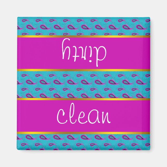 Imán Patrón paisley de pavo real y magenta (Frente)