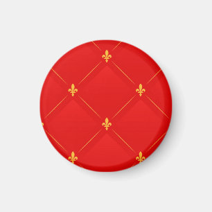 Imán Patrón popular en rojo y dorado