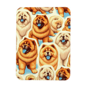 Imán Patrón retro de brillo de chow-chow