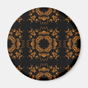 Imán Patrón retro de damascos florales de cobre negro y