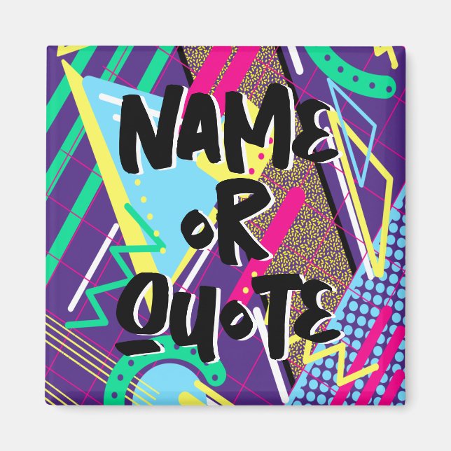 Imán Patrón retro de los años 90, geométrico azul morad (Frente)