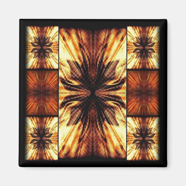 Imán Patrón Retro naranja Y Marrón (Frente)