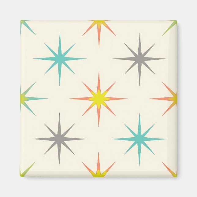 Imán Patrón Retro Starburst de Mitad de Siglo (Frente)