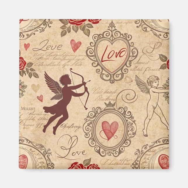 Imán Patrón romántico de Cupido de Vintage (3) (Frente)